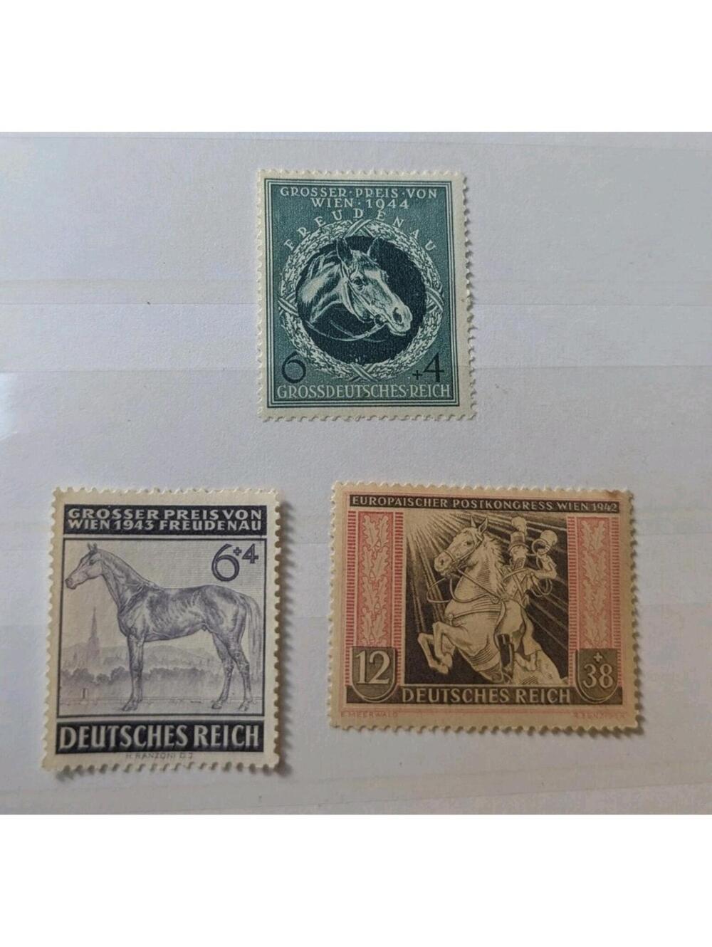 1942, 1943,  1944 Germany WWII Race Horses MNH